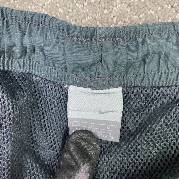 Vintage Nike Cargo Track Pants Men's Medium Gray Yellow Woven Gym Y2K Baggy - Picture 11 of 16